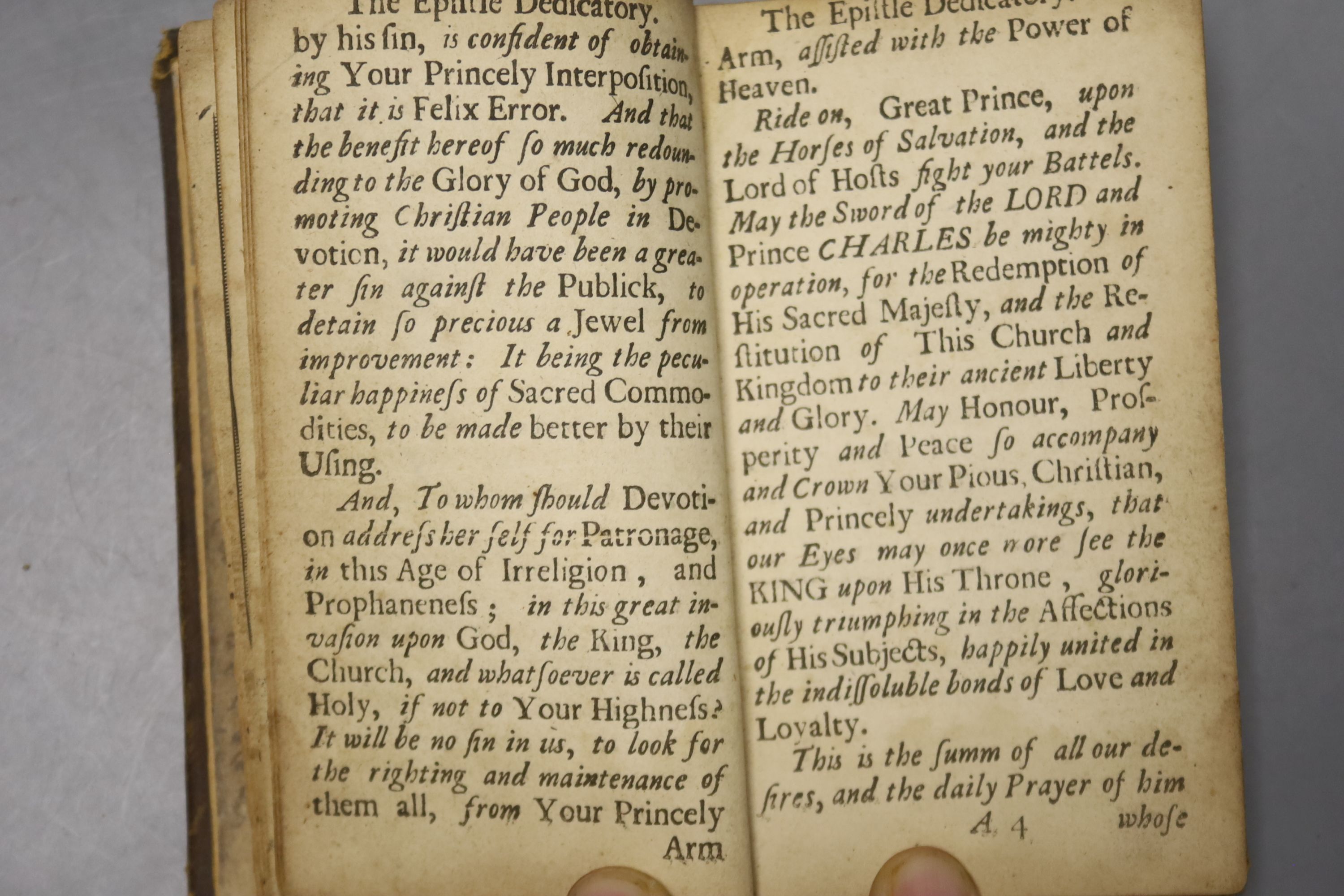 Andrewes, Lancelot – A Manual of Private Devotions and Meditations …, translated out of a fair Greek MS. of his amanuensis (Richard Drake), engraved pictorial and printed titles, portrait frontis; bound with (as usual):